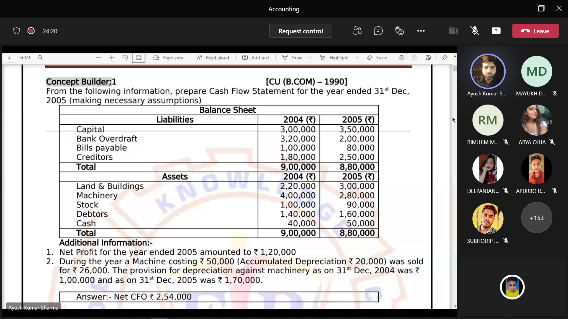 It Is The Question From Cash Flow Photo Of The Question Is Attached So 