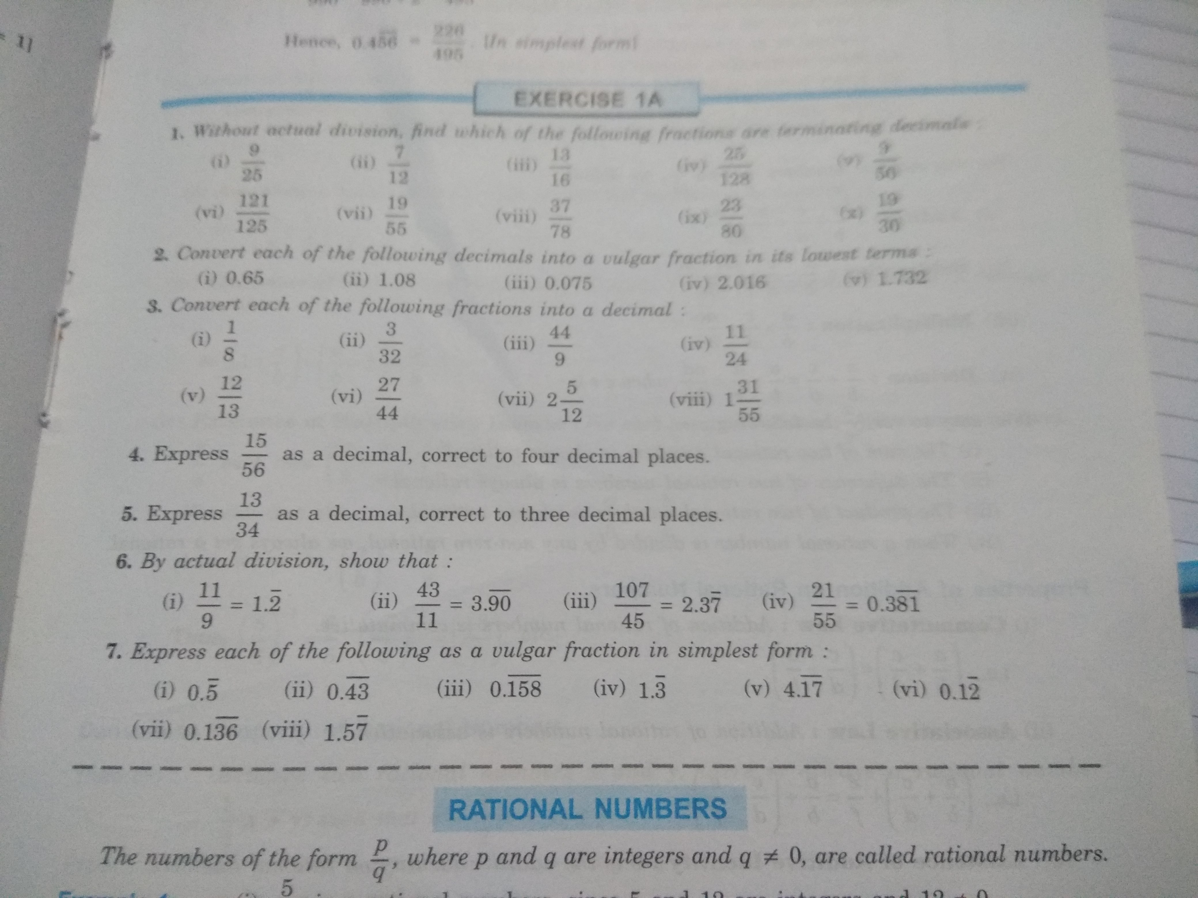 Without Doing Any Actual Division Find Which Of The Following Rational Numbers Have Terminating Decimal Representation 7 16 Mathematics Topperlearning Com Jw3e5u