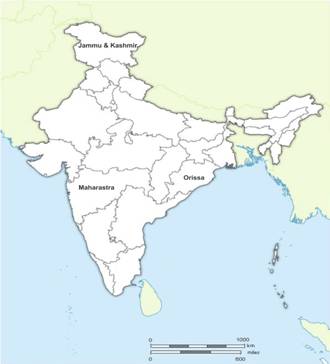 Political Map Of India With The Several States Where Orissa Is