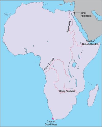 On An Outline Map Of Africa Mark And Label The Following A River