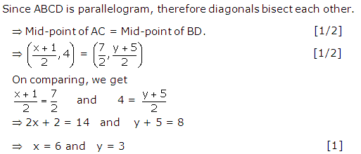 If A 1 2 B 4 Y C X 6 And D 3 5 Are The Vertices Of A Parallelogram Abcd Taken In Order Find The Values Of X And Y Mathematics Topperlearning Com Em42ejy11