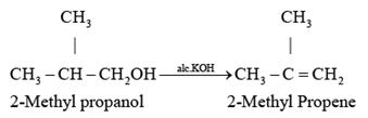 2 methylpropene from 2 methylpropanol