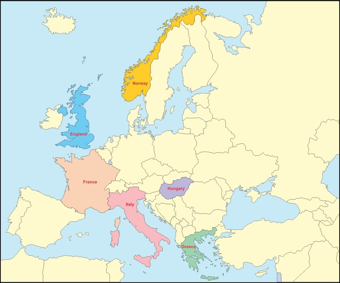 Mark England In World Map In An Outline Map Of Europe Mark The Following Greece Italy France Norway  Hungary England - Geography - Topperlearning.com | 7Tu0Lz33