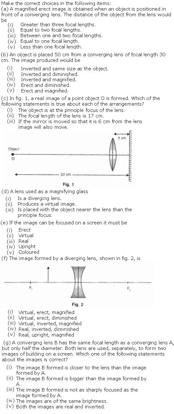 Frank Solutions Icse Class 10 Physics Chapter - Light Exercises And Mcq