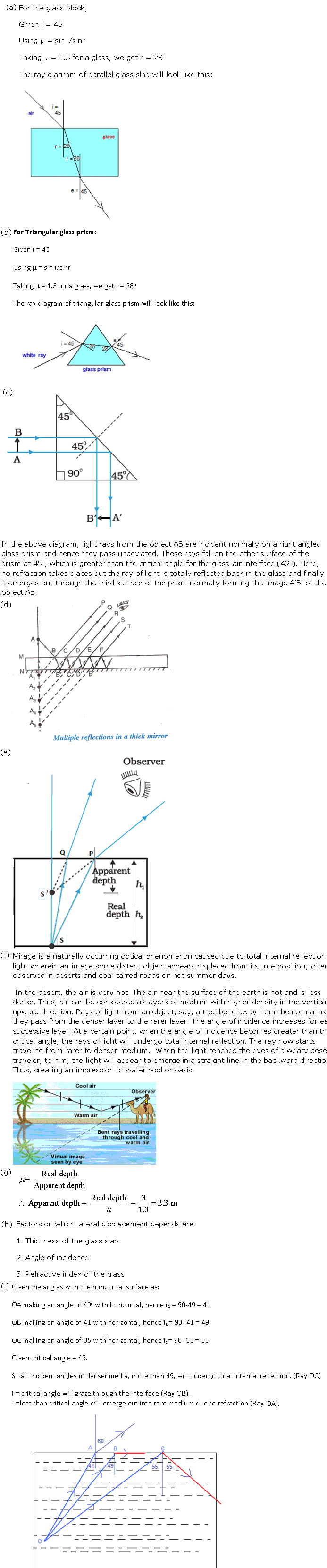 Frank Solutions Icse Class 10 Physics Chapter - Light Exercises And Mcq