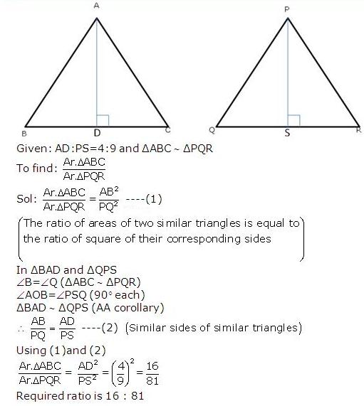 Frank Solutions Icse Class 10 Mathematics Chapter - Similarity