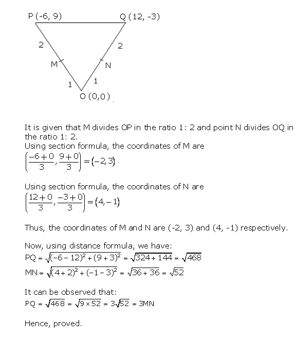 Frank Solutions Icse Class 10 Mathematics Chapter - Distance And Section Formulae