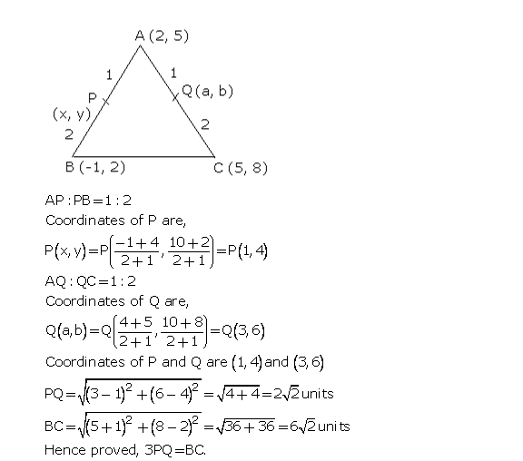 Frank Solutions Icse Class 10 Mathematics Chapter - Distance And Section Formulae