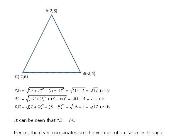 Frank Solutions Icse Class 10 Mathematics Chapter - Distance And Section Formulae