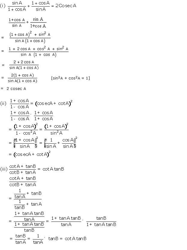 Frank Solutions Icse Class 10 Mathematics Chapter - Trigonometric Identities