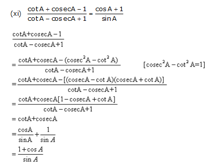 Frank Solutions Icse Class 10 Mathematics Chapter - Trigonometric Identities