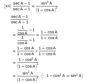 Frank Solutions Icse Class 10 Mathematics Chapter - Trigonometric Identities