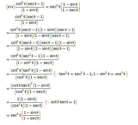 Frank Solutions Icse Class 10 Mathematics Chapter - Trigonometric Identities