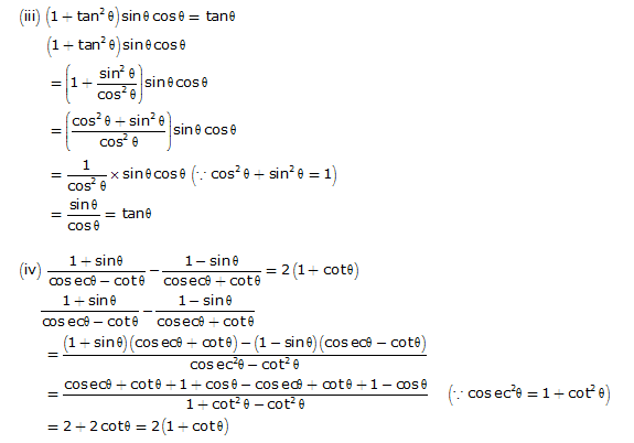 Frank Solutions Icse Class 10 Mathematics Chapter - Trigonometric Identities