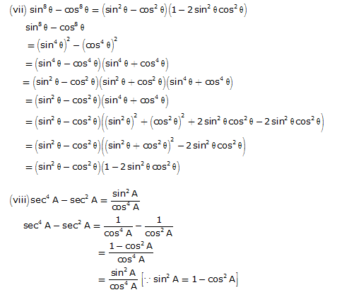 Frank Solutions Icse Class 10 Mathematics Chapter - Trigonometric Identities