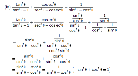 Frank Solutions Icse Class 10 Mathematics Chapter - Trigonometric Identities