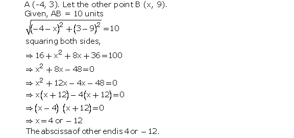 Frank Solutions Icse Class 10 Mathematics Chapter - Distance And Section Formulae