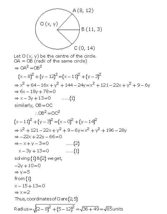 Frank Solutions Icse Class 10 Mathematics Chapter - Distance And Section Formulae