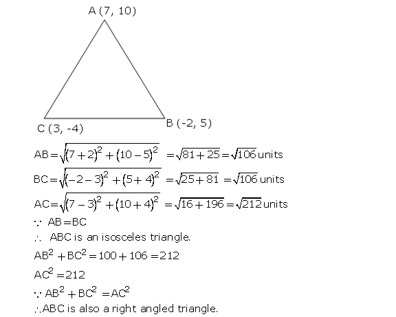 Frank Solutions Icse Class 10 Mathematics Chapter - Distance And Section Formulae