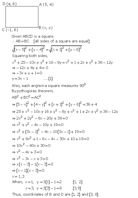 Frank Solutions Icse Class 10 Mathematics Chapter - Distance And Section Formulae