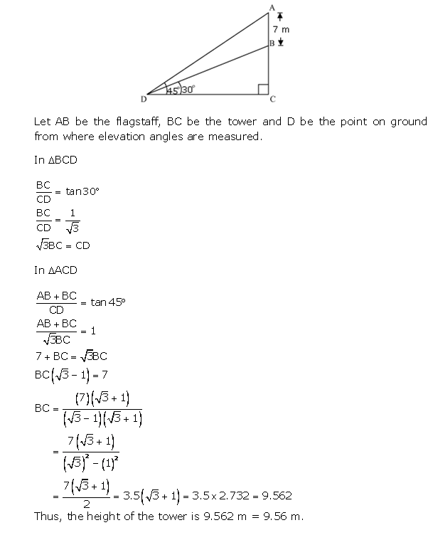 Frank Solutions Icse Class 10 Mathematics Chapter - Heights And Distances