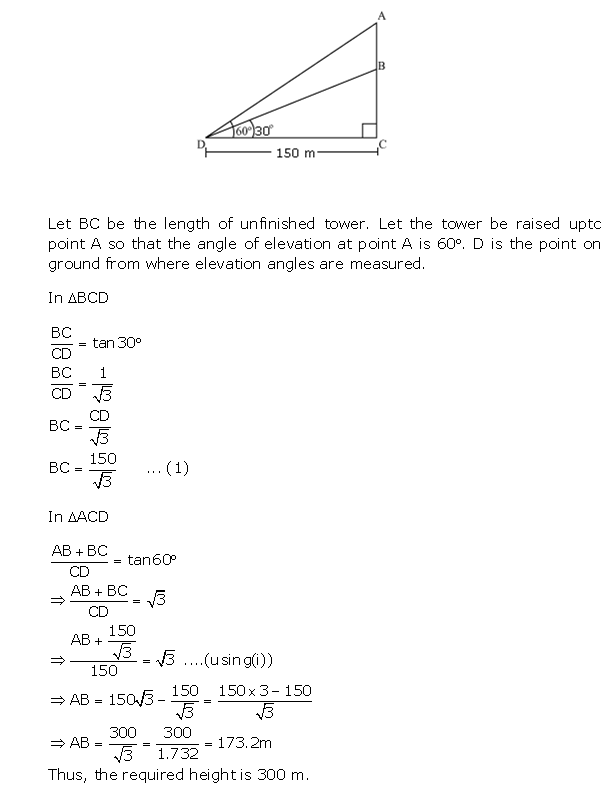 Frank Solutions Icse Class 10 Mathematics Chapter - Heights And Distances