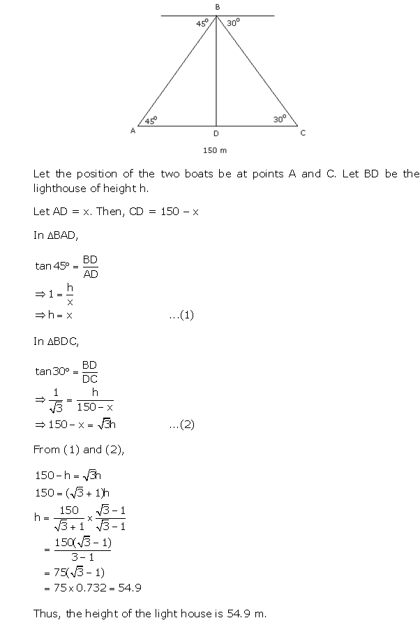 Frank Solutions Icse Class 10 Mathematics Chapter - Heights And Distances