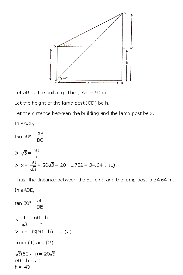 Frank Solutions Icse Class 10 Mathematics Chapter - Heights And Distances