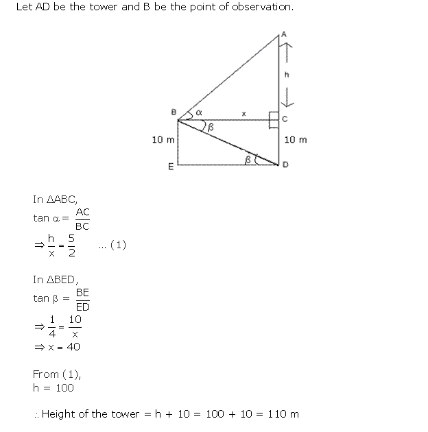 Frank Solutions Icse Class 10 Mathematics Chapter - Heights And Distances