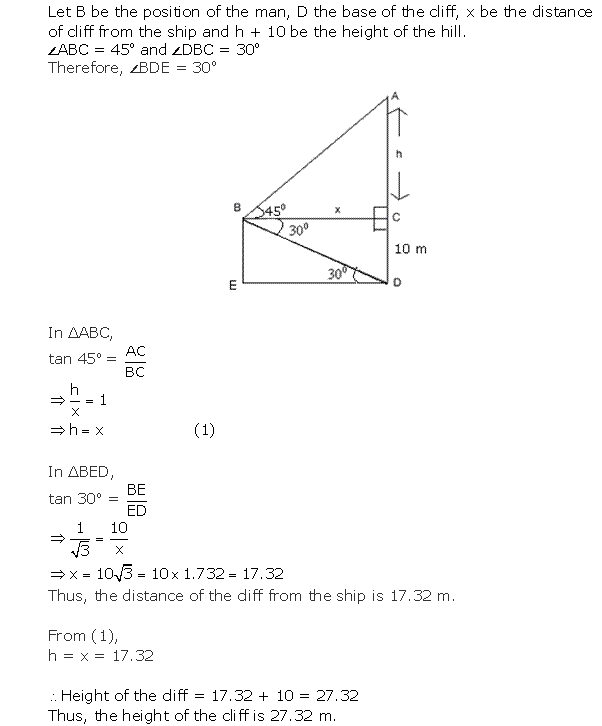 Frank Solutions Icse Class 10 Mathematics Chapter - Heights And Distances