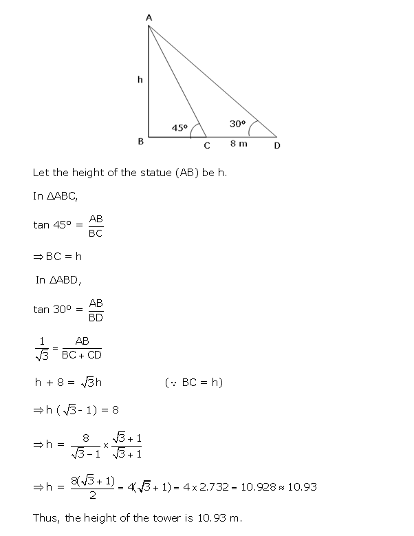 Frank Solutions Icse Class 10 Mathematics Chapter - Heights And Distances