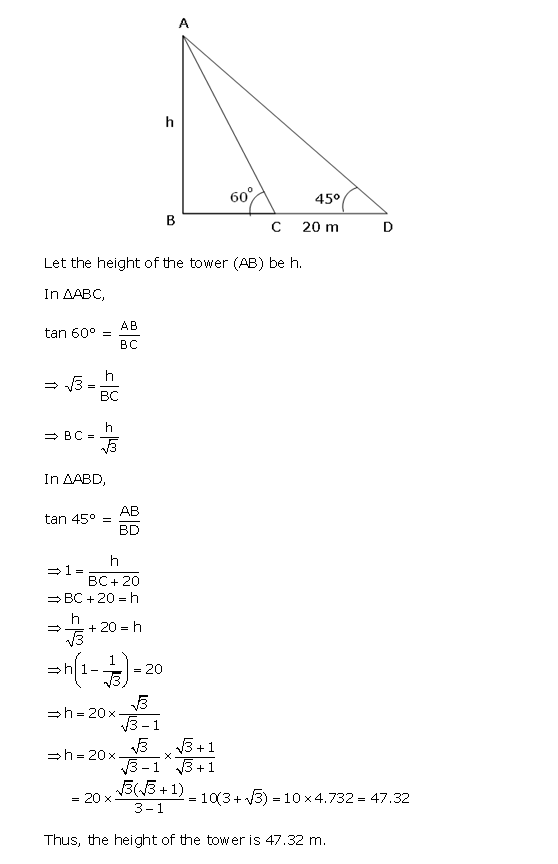 Frank Solutions Icse Class 10 Mathematics Chapter - Heights And Distances