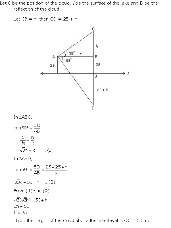 Frank Solutions Icse Class 10 Mathematics Chapter - Heights And Distances