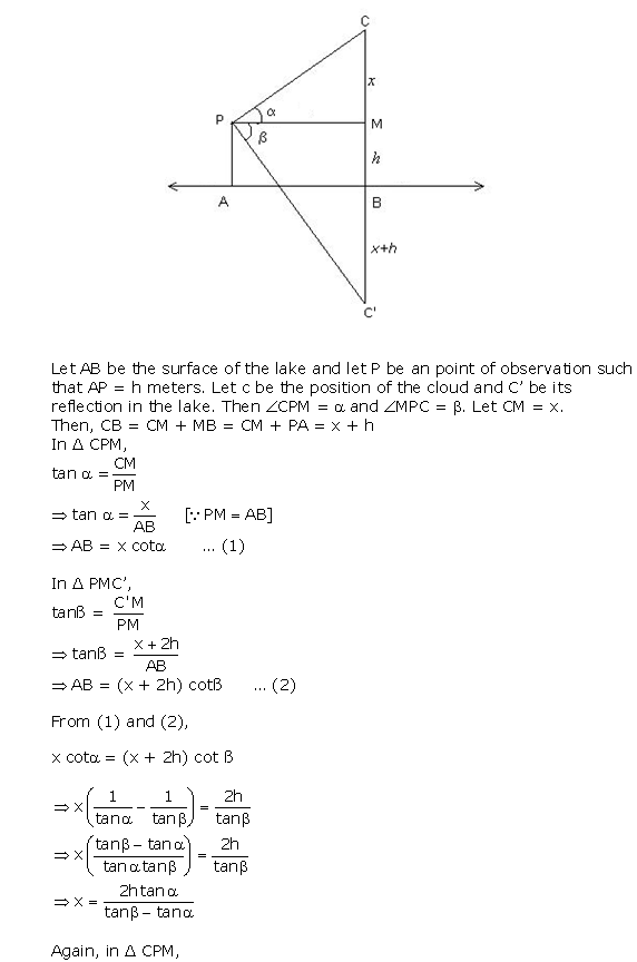 Frank Solutions Icse Class 10 Mathematics Chapter - Heights And Distances