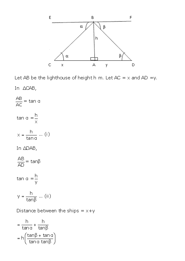 Frank Solutions Icse Class 10 Mathematics Chapter - Heights And Distances