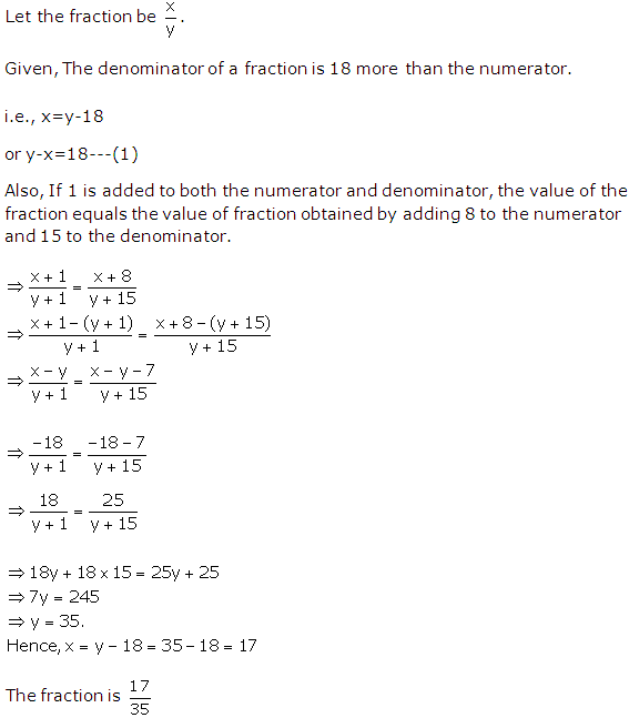 Frank Solutions Icse Class 9 Mathematics Chapter - Linear Equations