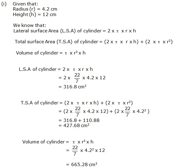 Frank Solutions Icse Class 9 Mathematics Chapter - Surface Areas And Volume Of Solids