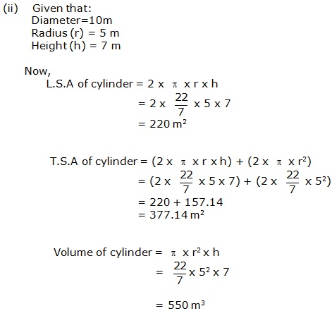 Frank Solutions Icse Class 9 Mathematics Chapter - Surface Areas And Volume Of Solids