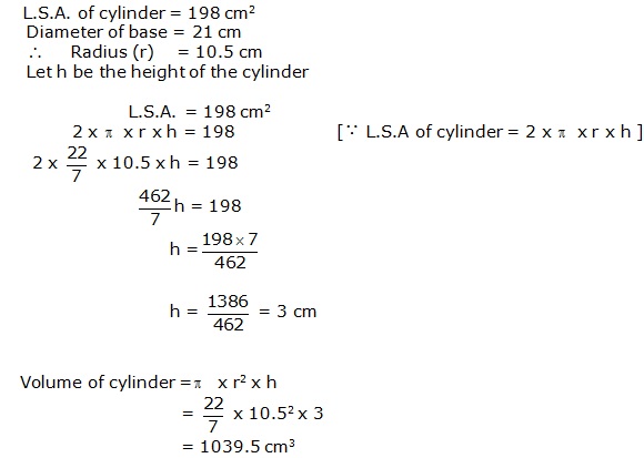 Frank Solutions Icse Class 9 Mathematics Chapter - Surface Areas And Volume Of Solids