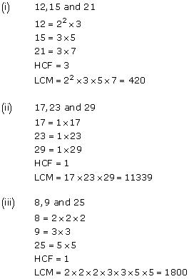 NCERT Solutions Class 10 Maths Chapter 1 - Real Numbers Exercise Ex 1.2 - Solution 3 - HCF and LCM
