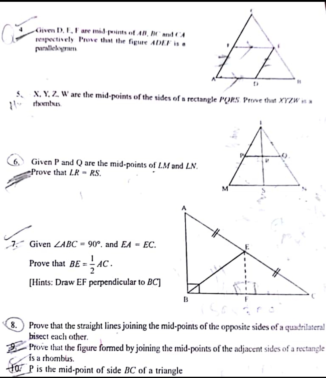 Converse of shop mid point theorem