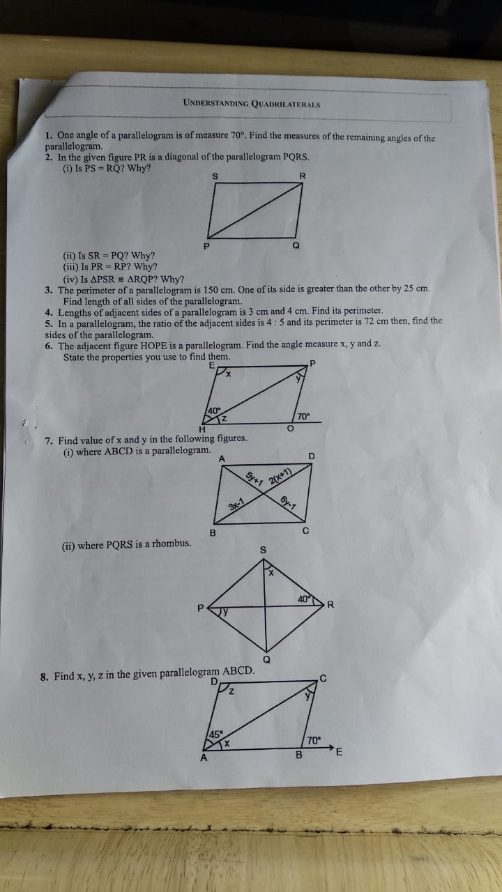 One Angle Of A Paralleogram Is Of Measure 70find The Measure Of The Remaining Angels O The Paralleogram Mathematics Topperlearning Com Ej50fy33