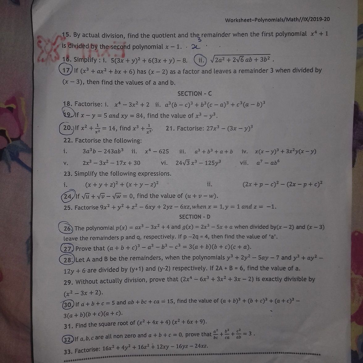 Using Division Algorithm Find The Quotient And Remainder Of The Following I X 6x 11x 6 By X X 1 Mathematics Topperlearning Com Kzqdfss