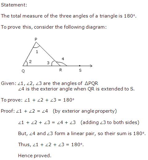State And Prove The Angle Sum Property Of A Triangle