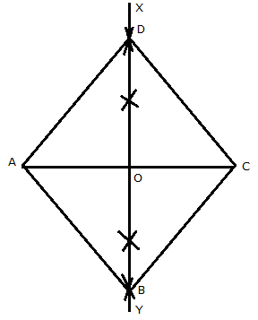 How to draw a rhombus given its two diagonals 