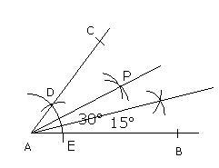 Construct an angle ABC = 30o. Draw the bisector of this angle