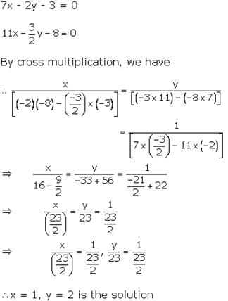 Solve The Given Equations For X And Y By Method Of Cross Multiplication 7x 2y 3 Mathematics Topperlearning Com 6b3vq8mii