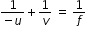 begin mathsize 12px style fraction numerator 1 over denominator negative u end fraction plus 1 over v space equals space 1 over f end style