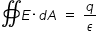 begin mathsize 14px style surface integral E times d A space equals space q over epsilon end style