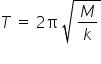 T space equals space 2 straight pi space square root of M over k end root
